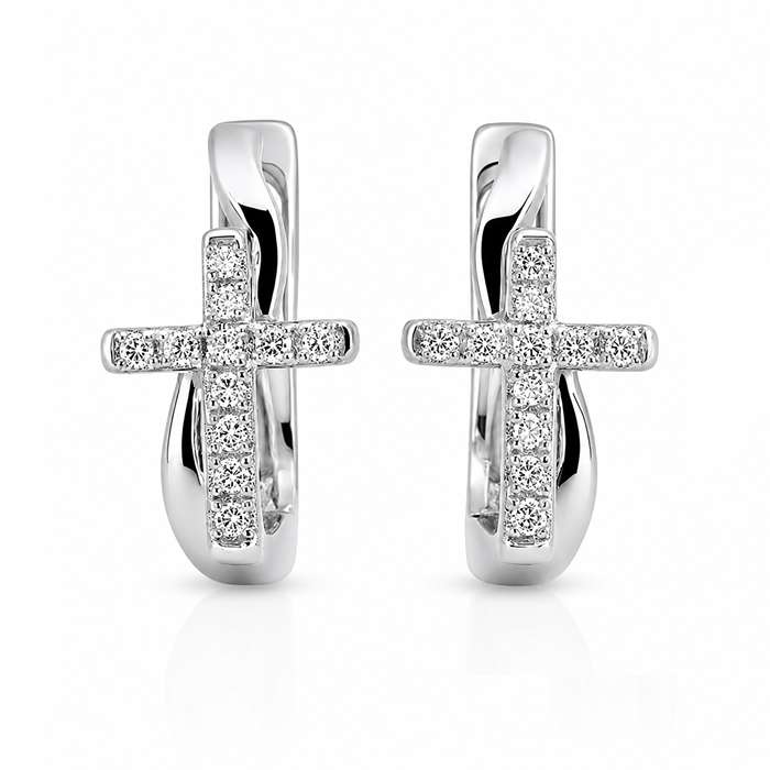 Diamond Earrings Cross S002-DEF0229