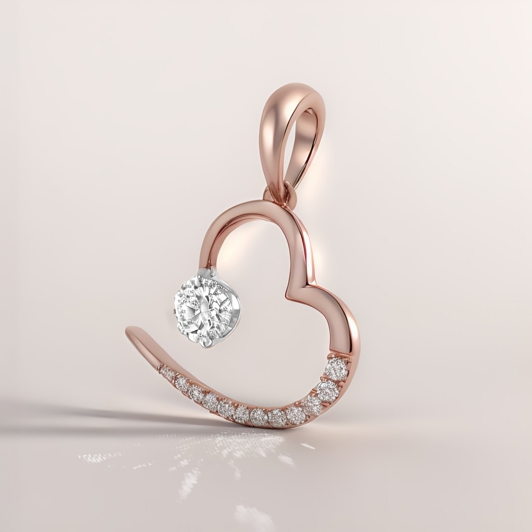 pendant berlian berbentuk hati atau love